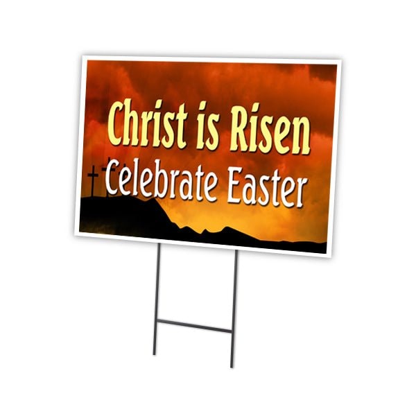 Christ Risen Celebrate Yard Sign & Stake outdoor plastic coroplast window